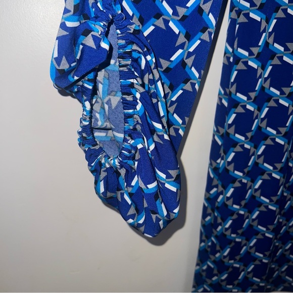Laundry by Shelli Segal Blue Geometric Long-Sleeve Shift Dress size SMALL - Picture 9 of 11
